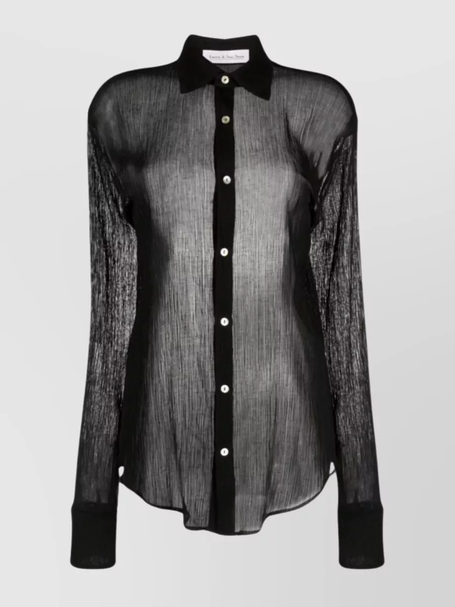 Shop Ludovic De Saint Sernin Semi-sheer Button-up Shirt With Long Sleeves In Black