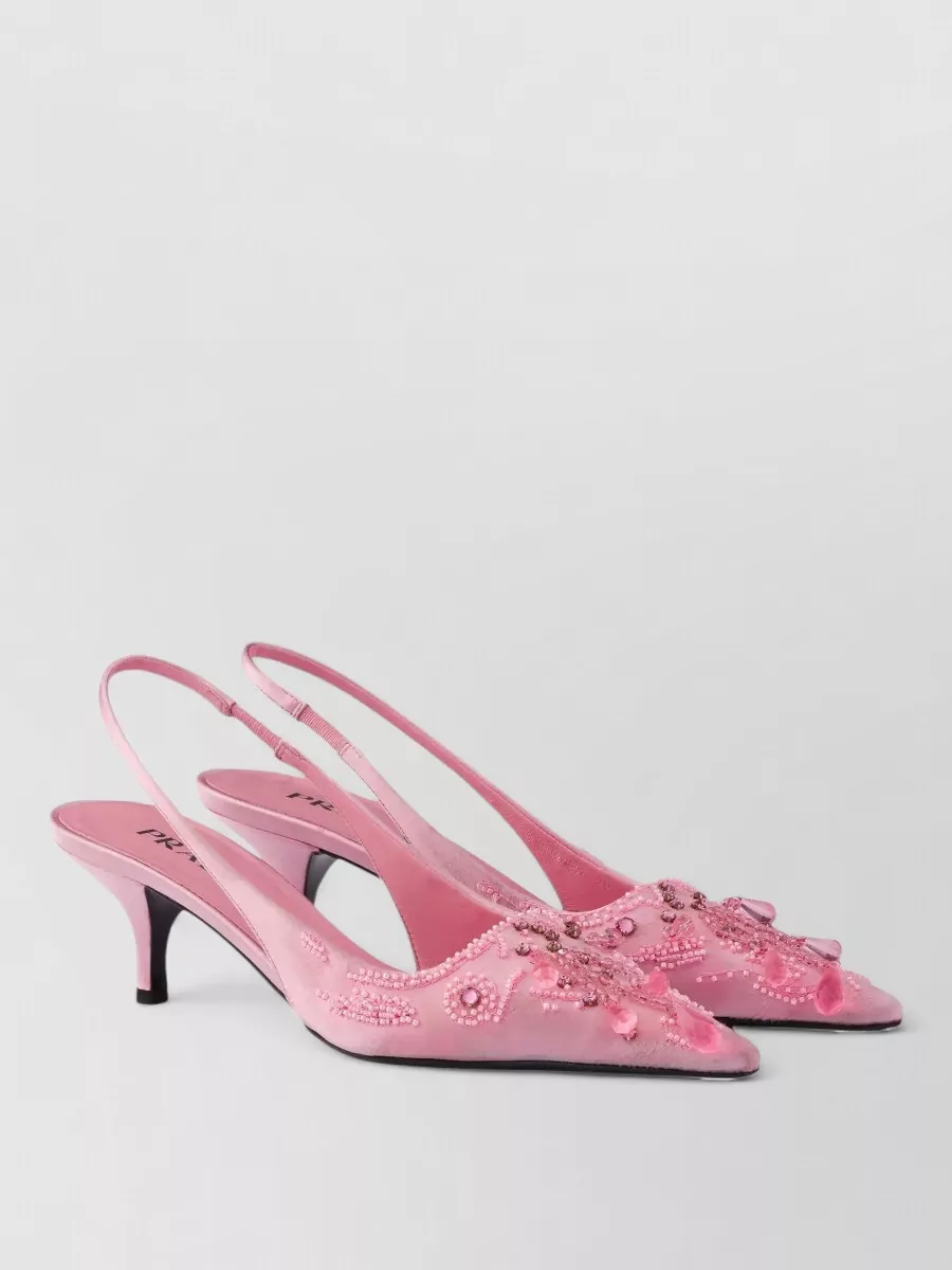 Prada Embroidered Slingback Mules