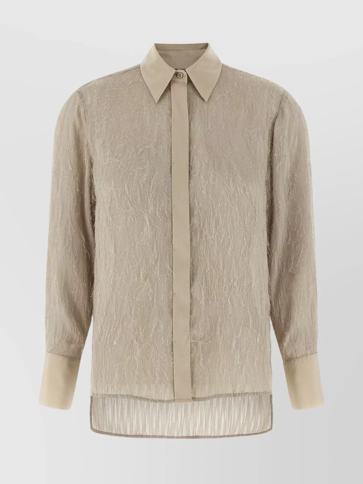 Peserico Textured Fabric Shirt Featuring Pointed Collar In Neutral