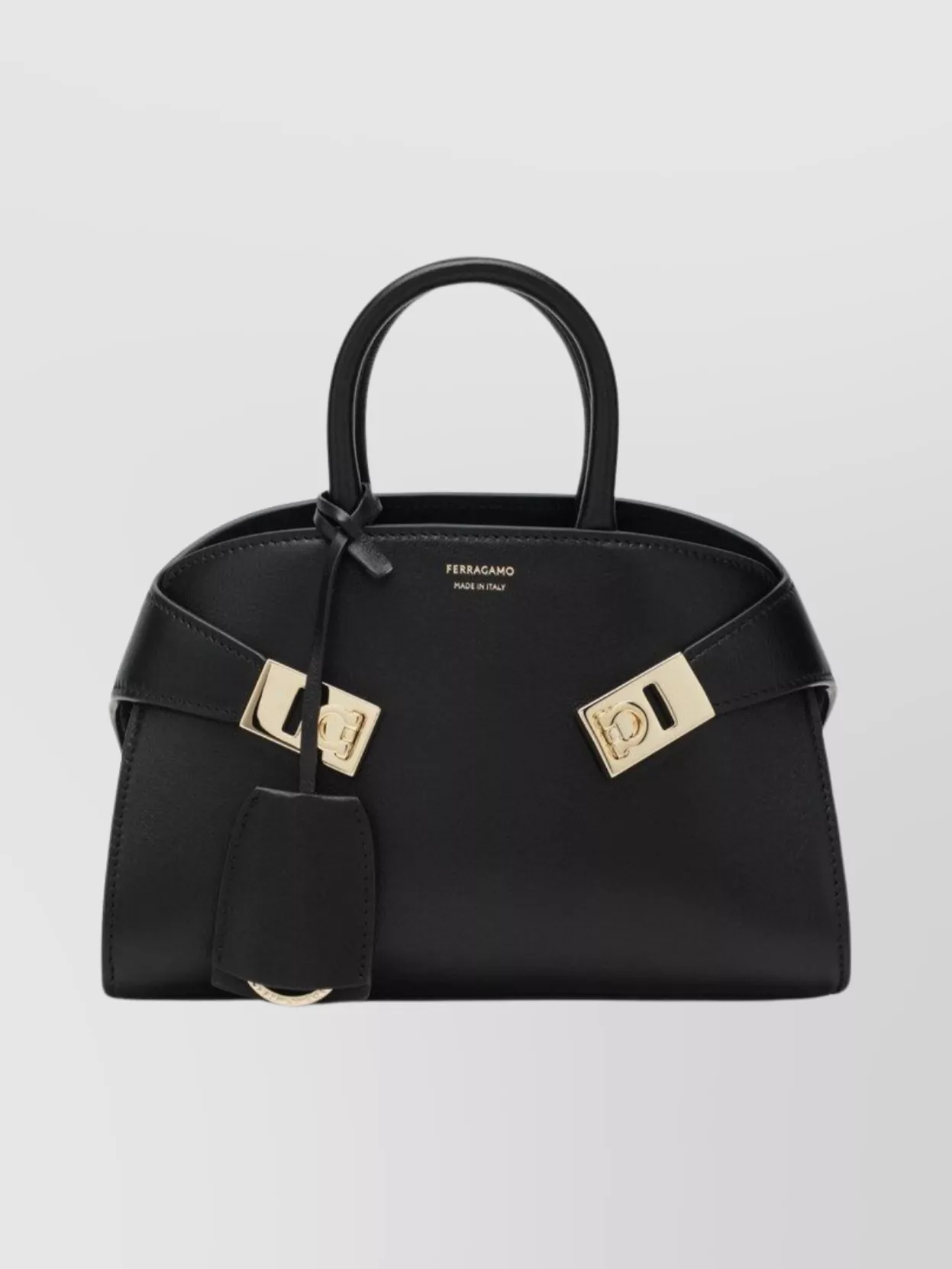 Ferragamo Mini Structured Leather Handbag Detachable Tag