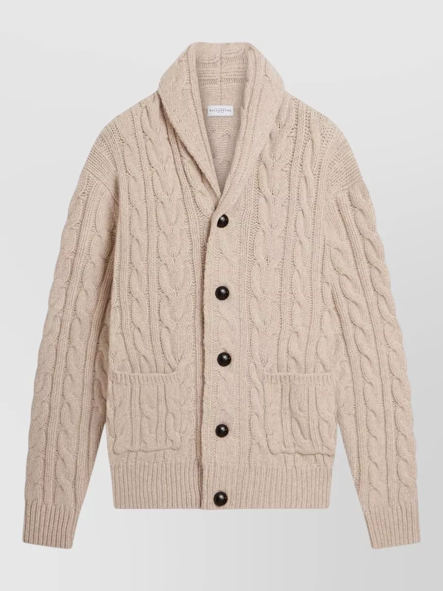 Ballantyne cable-knit wool shawl-collar cardigan