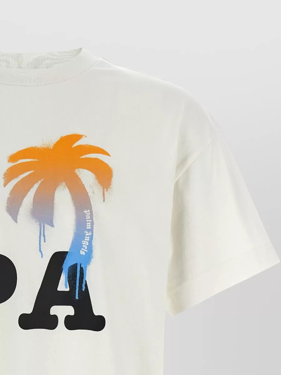 Palm Angels Cotton Jersey Printed Crew-Neck Short-Sleeve T-Shirt
