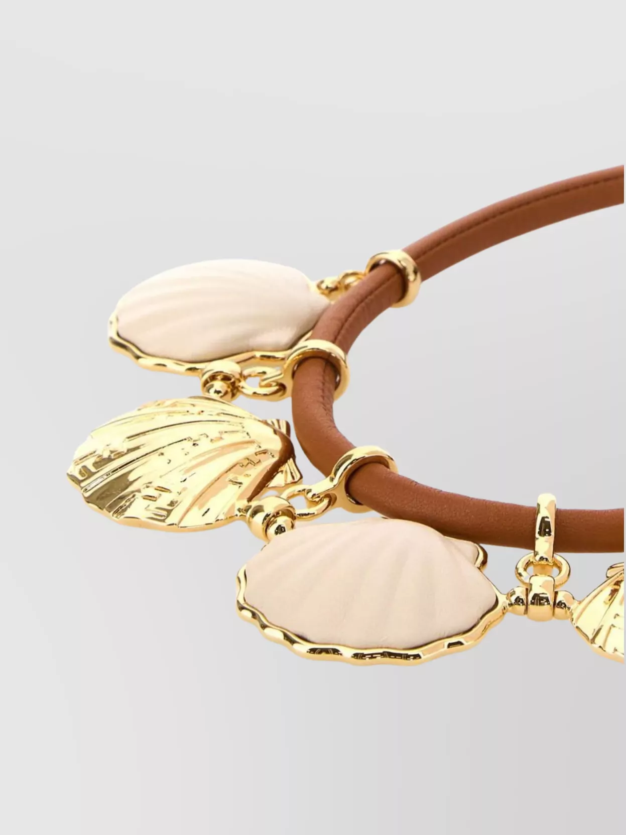 Fendi Leather And Metal Necklace With Shell Pendants