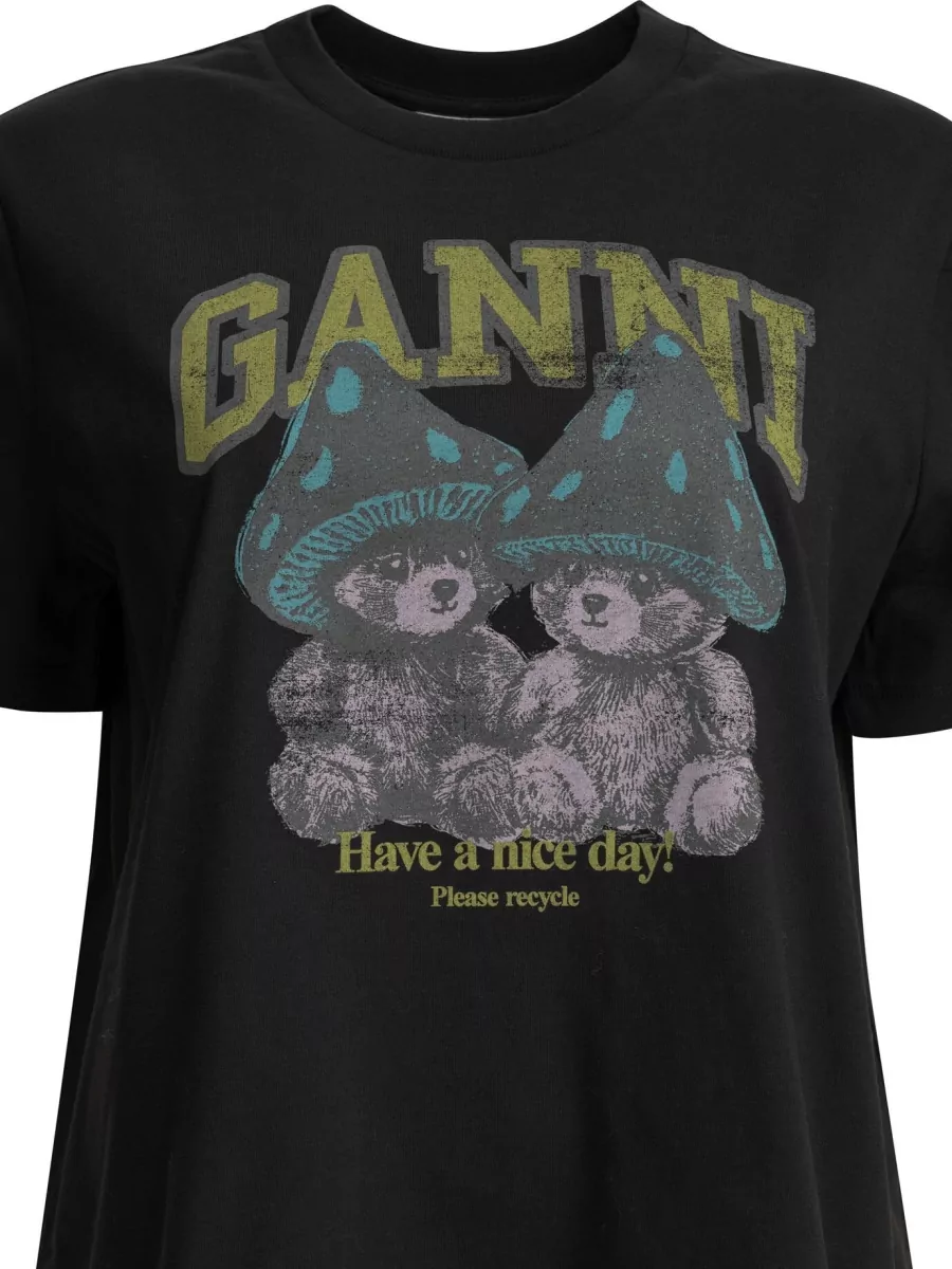 Ganni Organic Cotton Graphic Crew-Neck T-Shirt