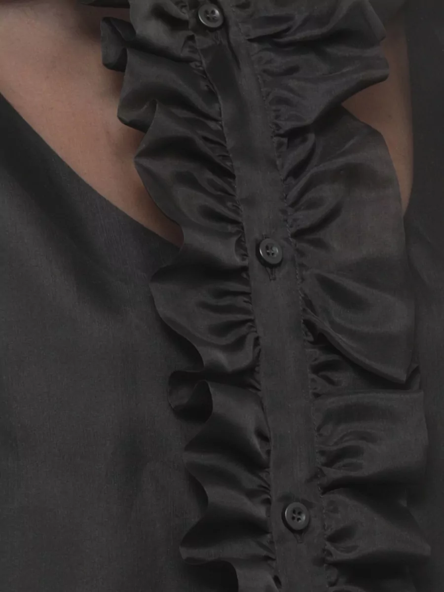 D.exterior Silk Long-Sleeve Blouse