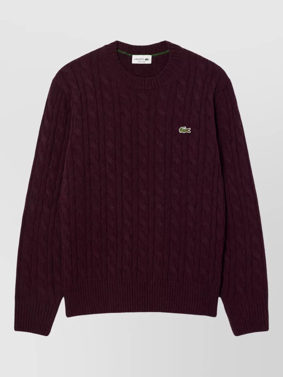 Lacoste cable-knit wool crew-neck jumper