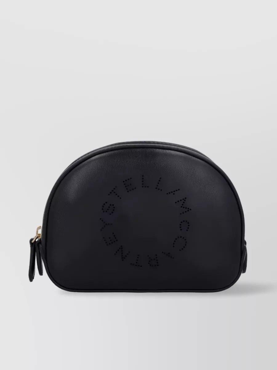 Shop Stella Mccartney Ethical Logo-perforated Makeup Pouch In Black