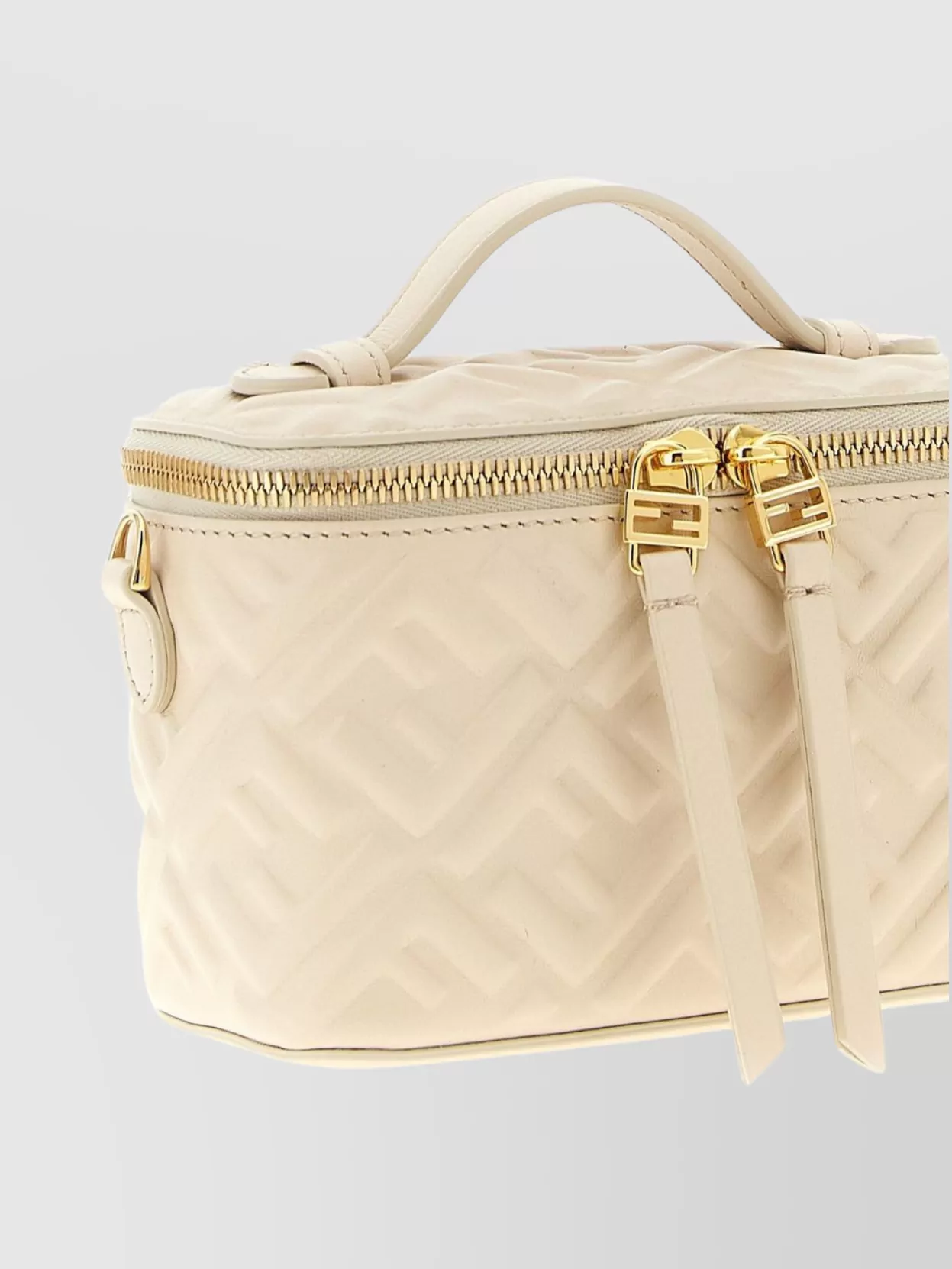 Fendi Vanity Handbag Adjustable Strap Embossed Pattern Top Handle