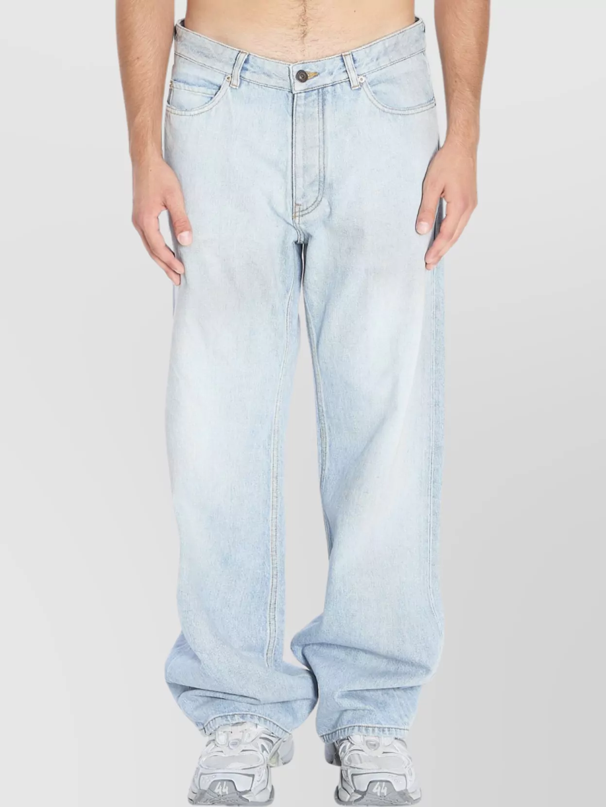 Balenciaga Relaxed Fit Distressed Denim Trousers In Blue