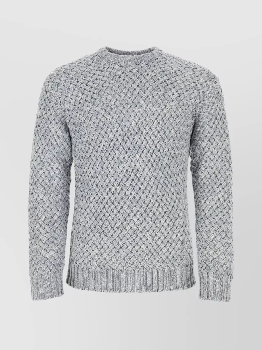 Shop Koché Cotton Crew Neck Sweater In Grey