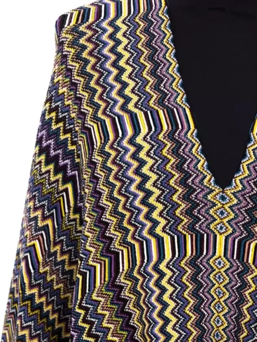 Missoni Wool Zigzag Knit Fringed Poncho