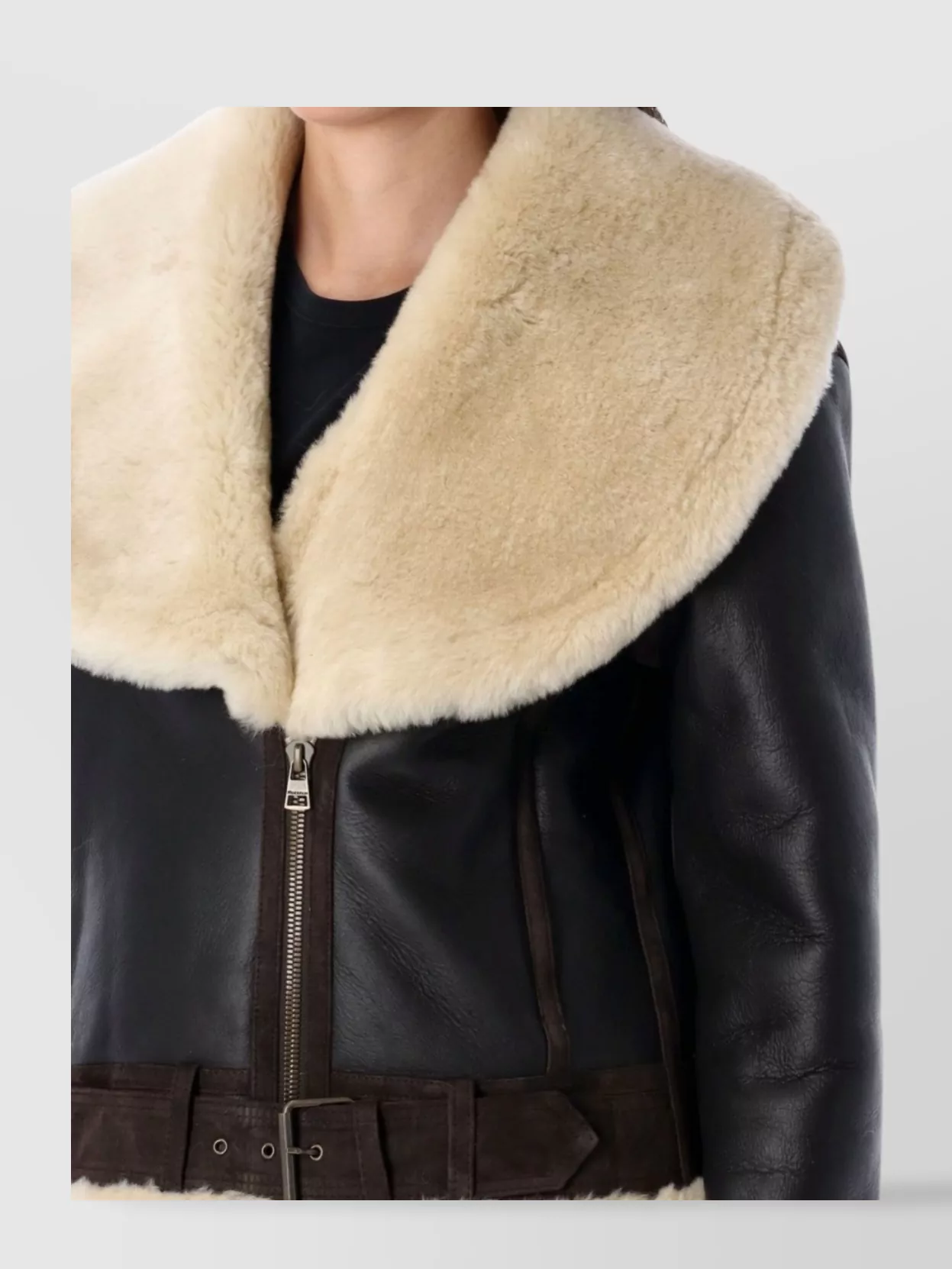 Jw Anderson Shearling Aviator Jacket Belted Waist