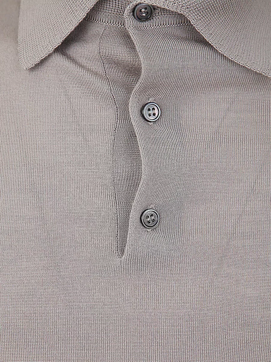 Filippo De Laurentis Wool Silk Cashmere Long-Sleeve Polo Shirt