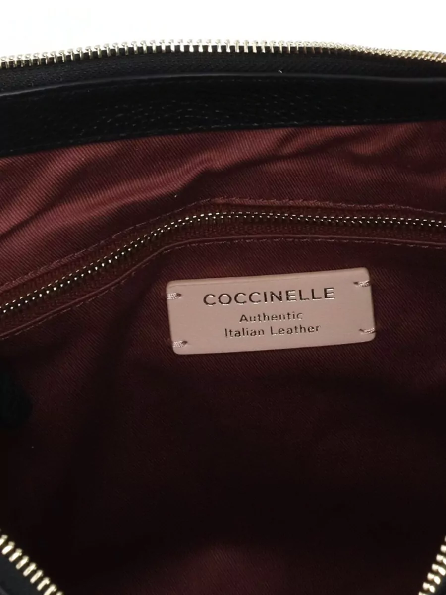 Coccinelle Pebbled Leather Shoulder Bag Removable Strap Handle