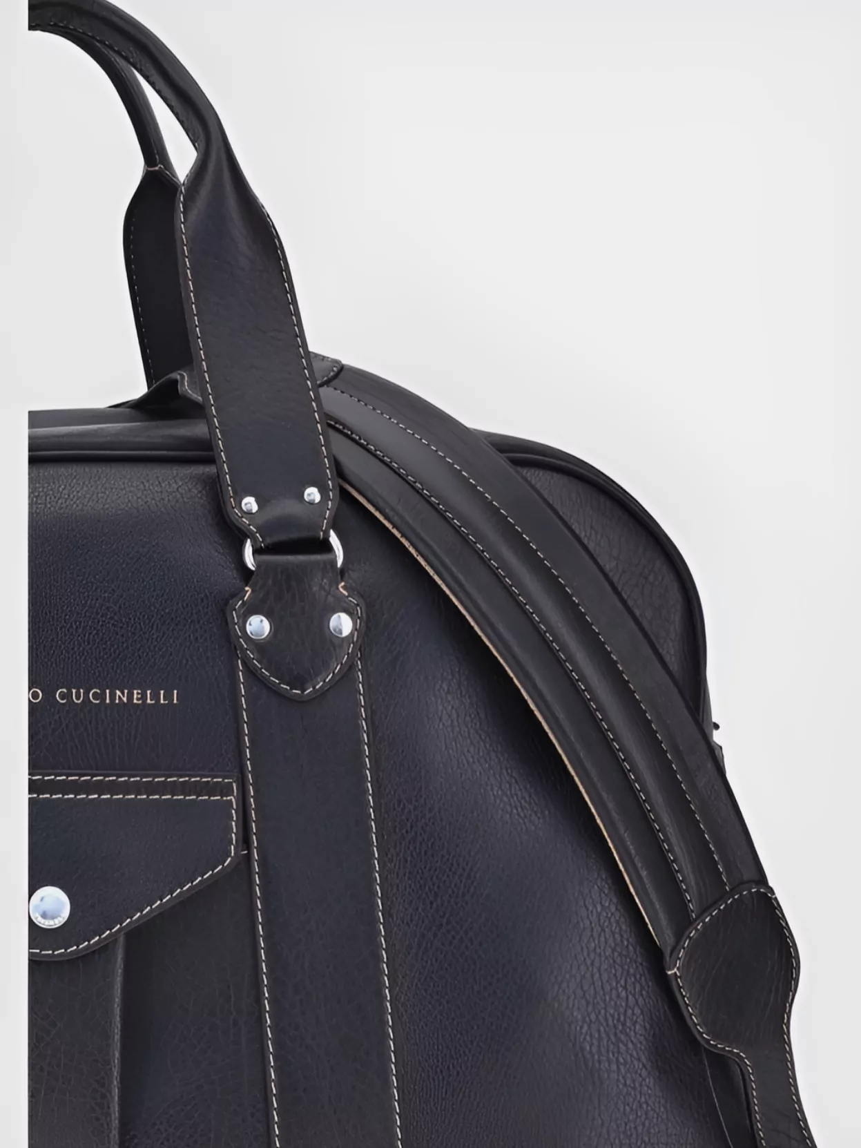 Brunello Cucinelli Leather Travel Bag Contrast Stitching