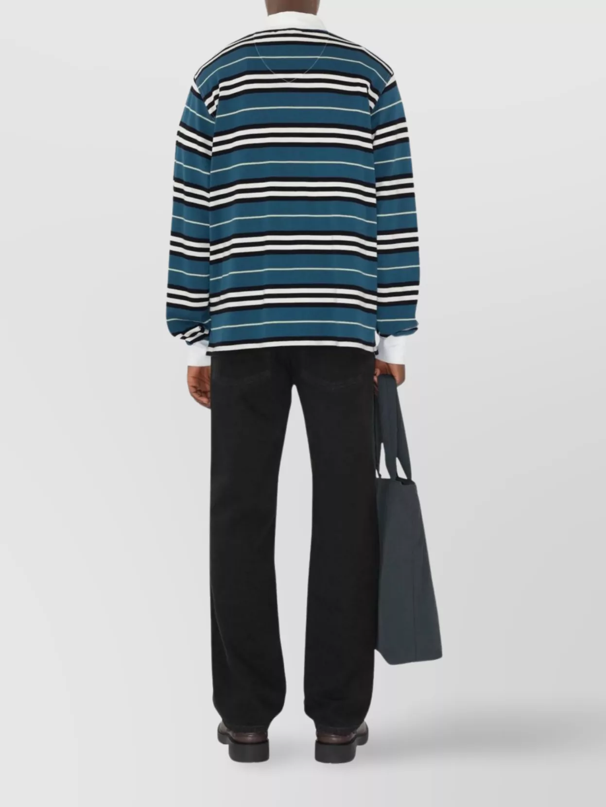 Shop Burberry Striped Cotton Polo Shirt With Long Sleeves