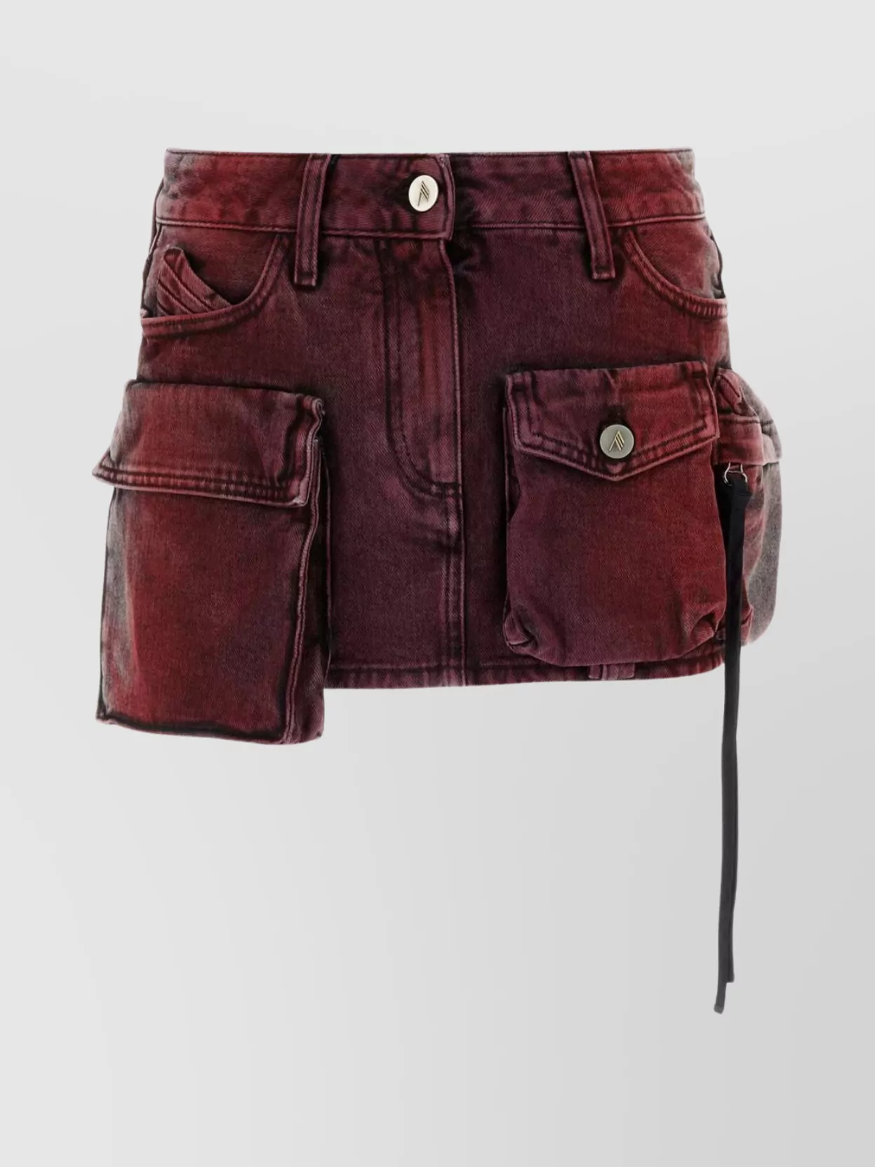 Shop Attico Denim Mini Skirt Fay Velvet Texture