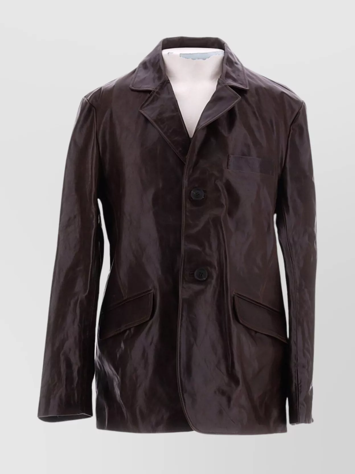 Shop Louis Gabriel Nouchi Leather Blazer With Chest And Flap Pockets