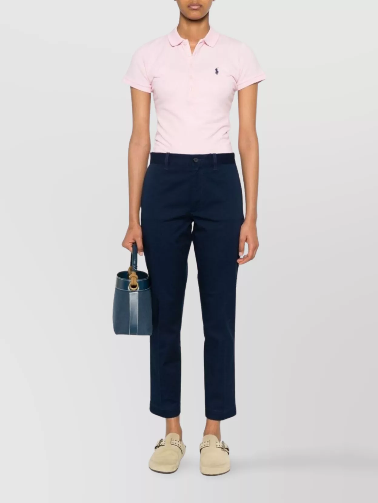 Ralph Lauren Tailored Trousers With Pockets And Belt Loops In Blue