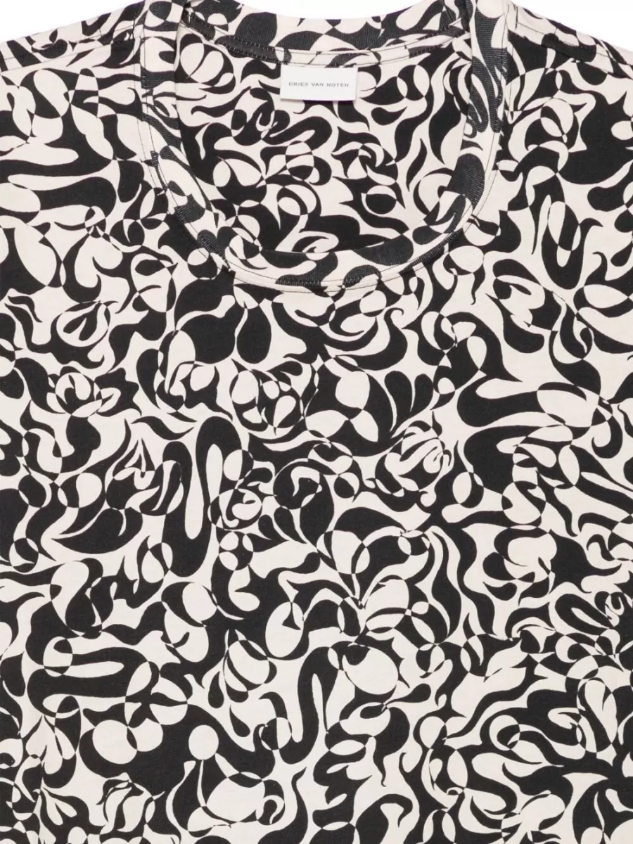 Dries Van Noten Patterned Crew Neck Short Sleeve Shirt