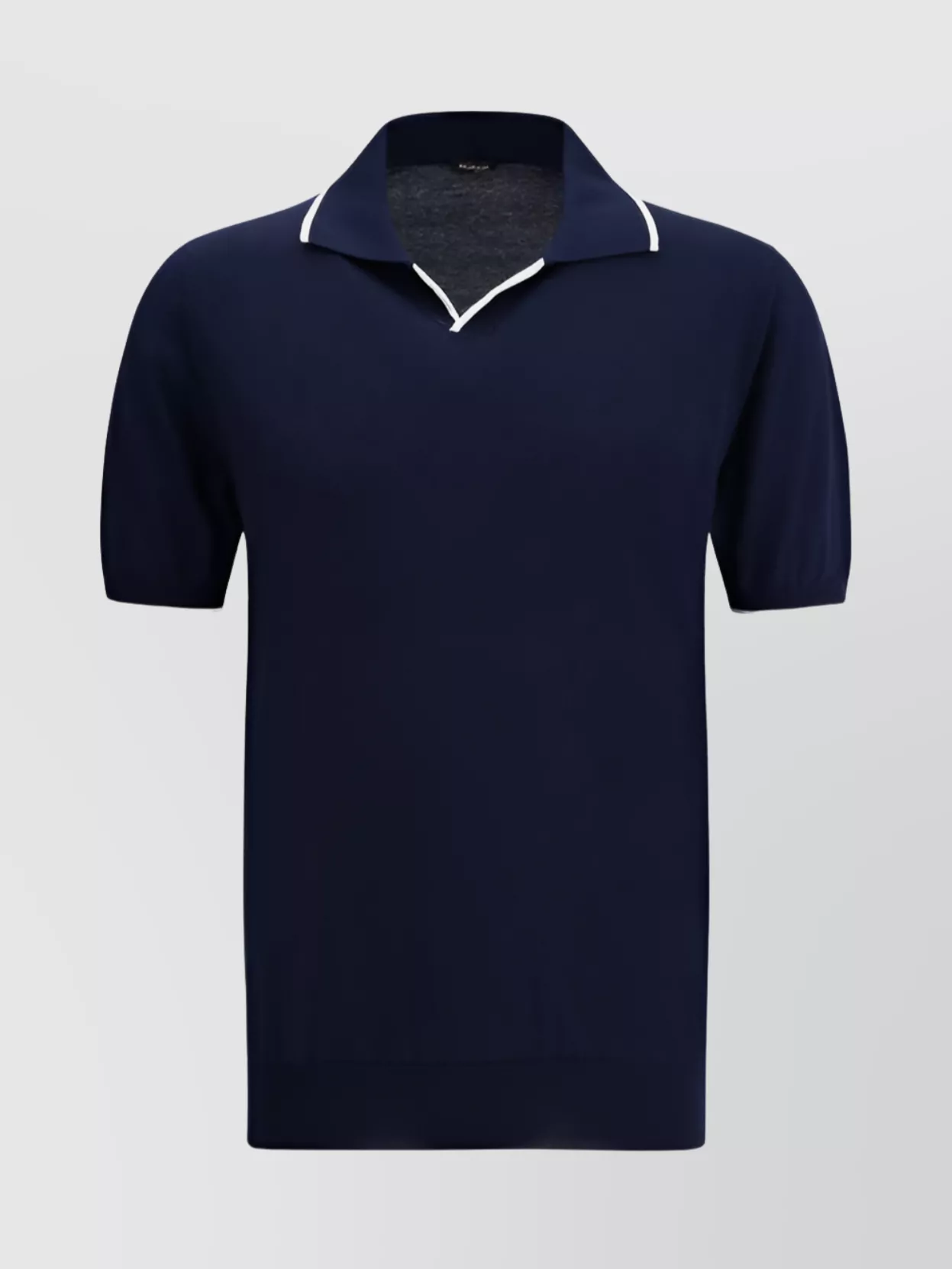 Kiton Cotton Polo Shirt With Ribbed Hem And V-shaped Opening
