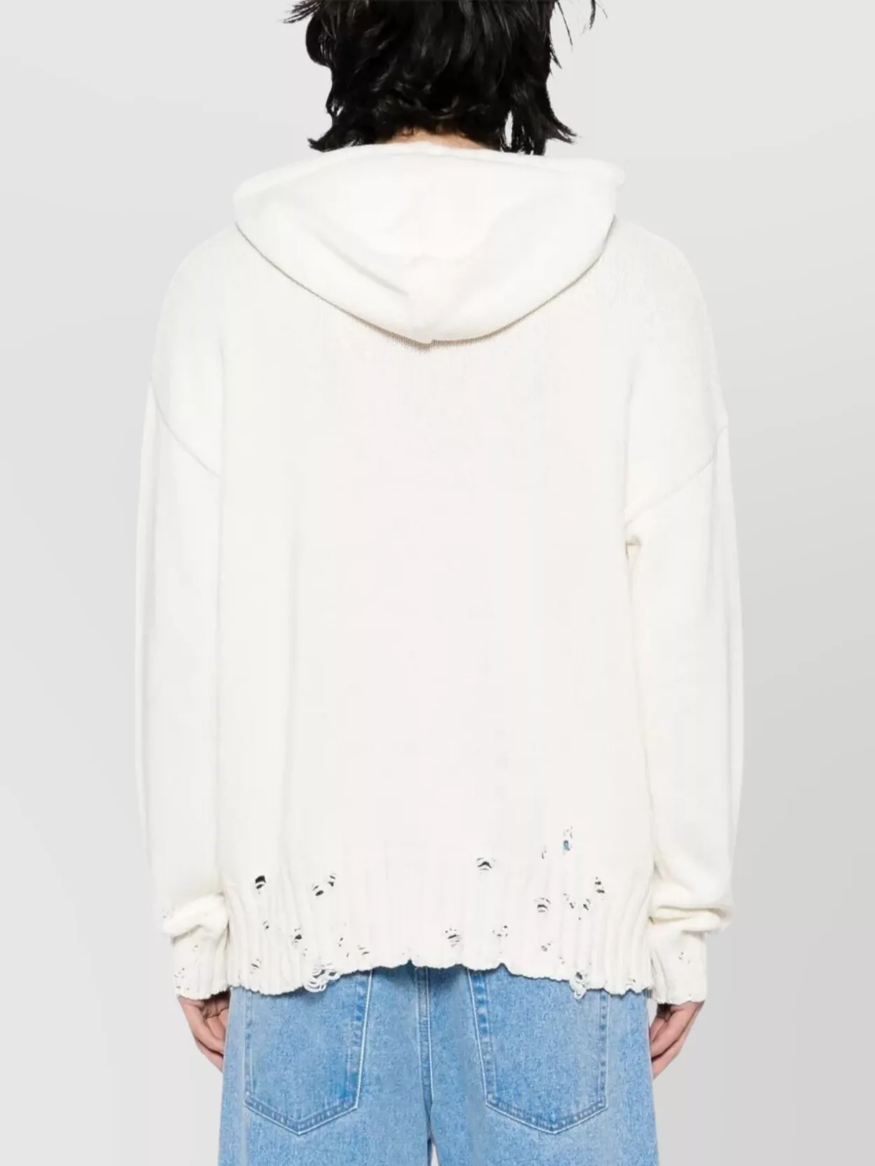 Marni Hooded Sweatshirt With Distressed Hem And Front Pocket