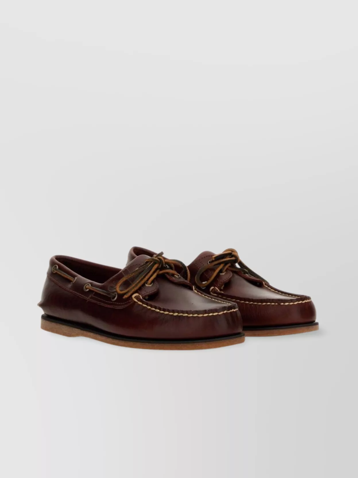 Timberland Stitched Moc Toe Boat Shoe With Rubber Sole