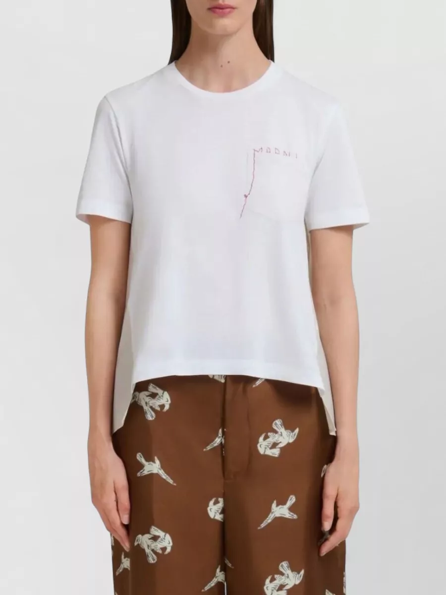 Marni Cotton Asymmetric Logo Print T-Shirt