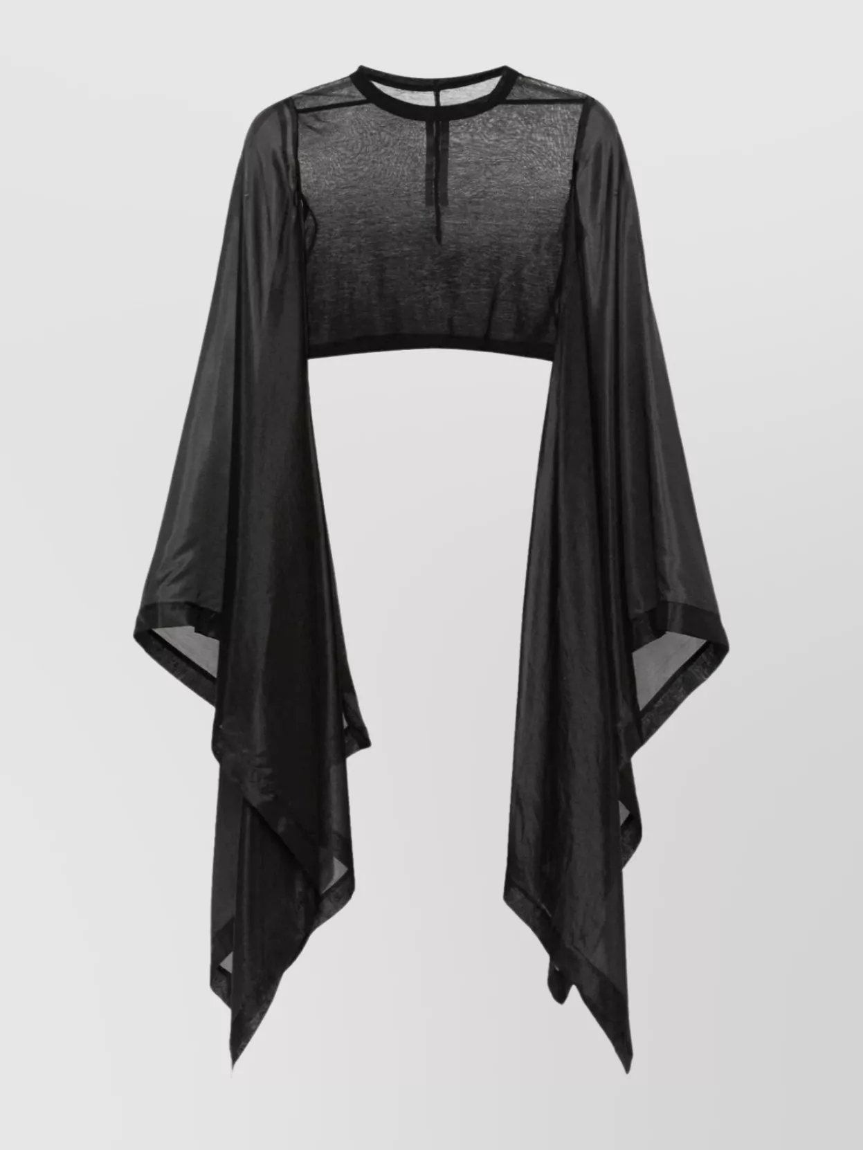Shop Rick Owens Cotton And Silk Crop Top With Contrasting Sleeves