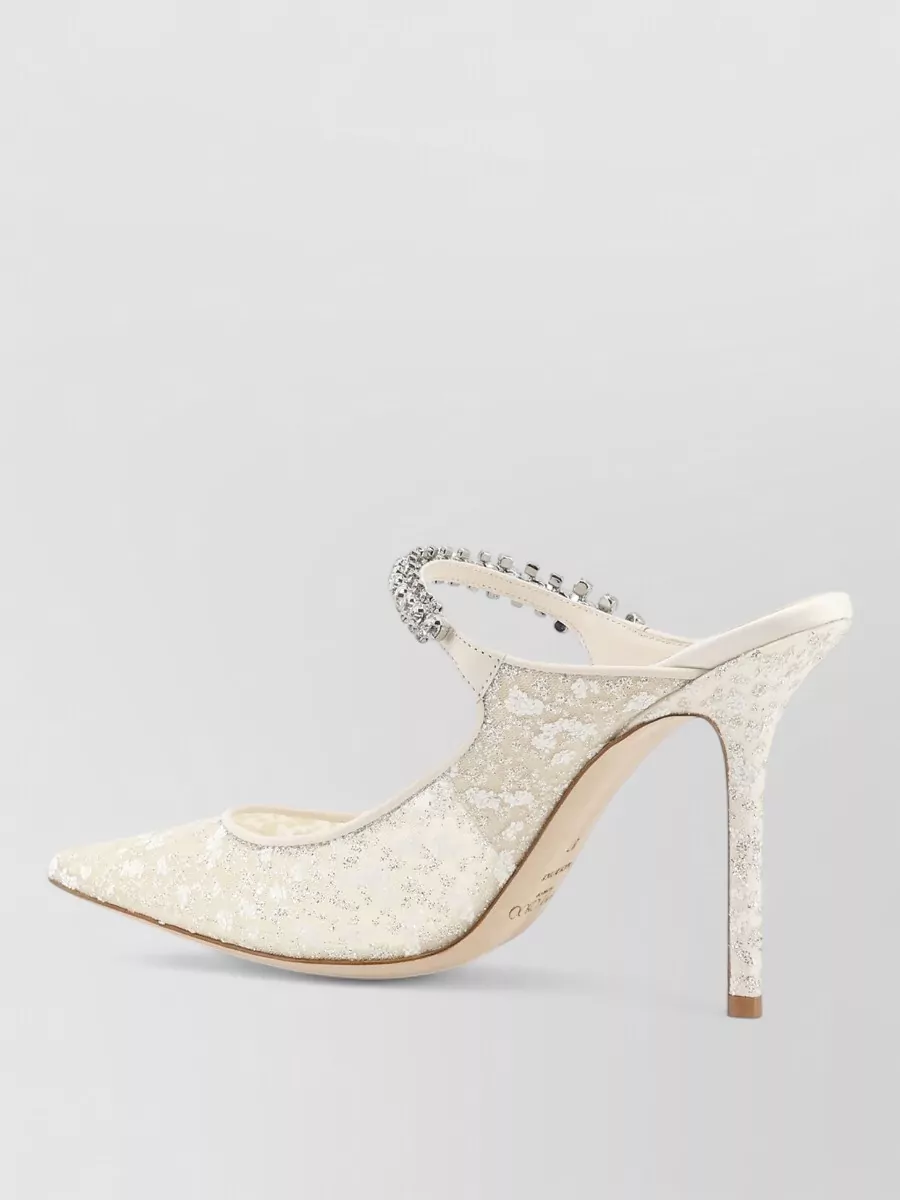 Jimmy Choo Embellished Mesh High Heel Mules