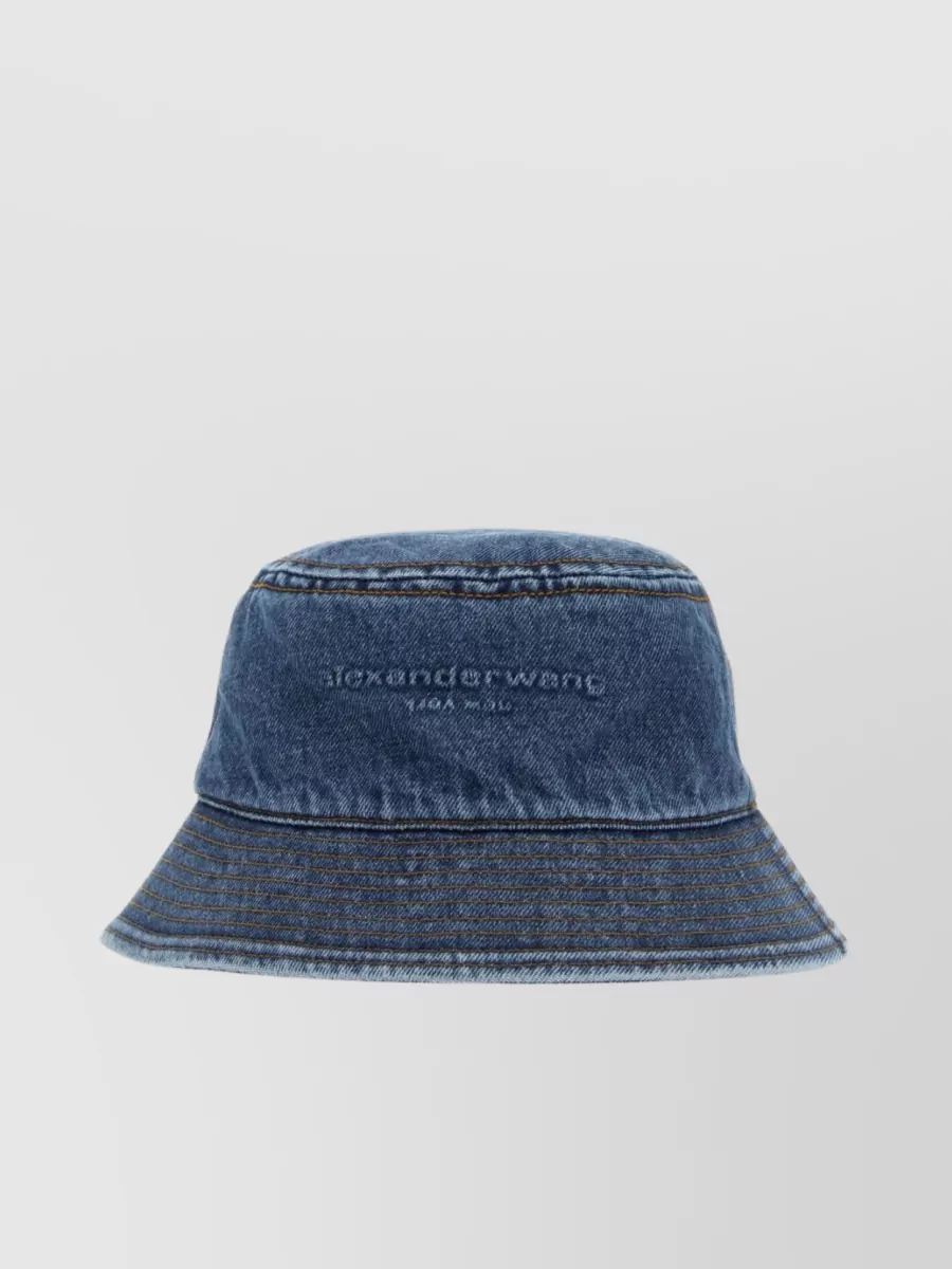 Shop Alexander Wang Wide Brim Denim Hat In Blue