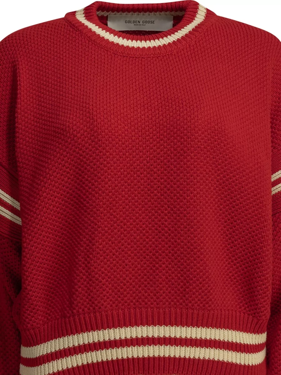 Golden Goose Cotton Waffle-Knit Oversized Logo-Embroidered Sweater