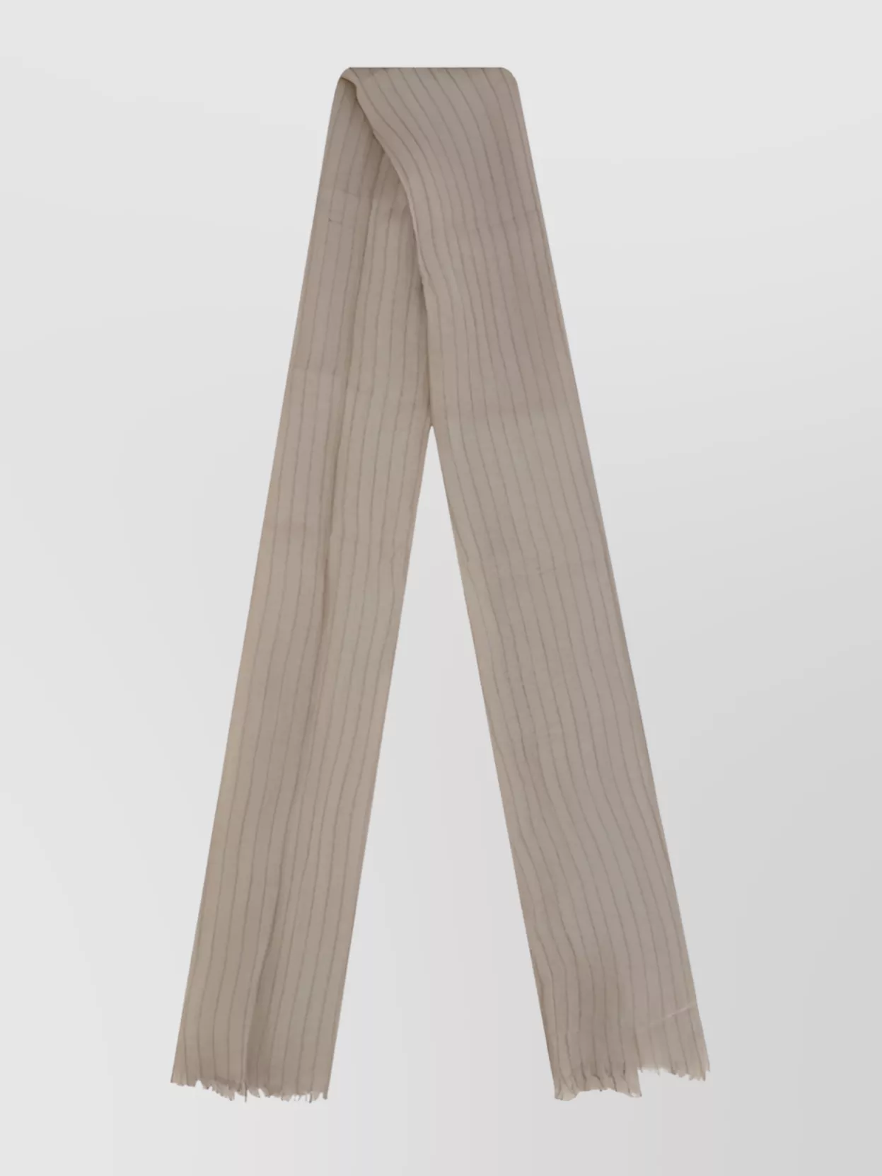 Brunello Cucinelli Striped Knit Scarf Frayed Hem In Gray