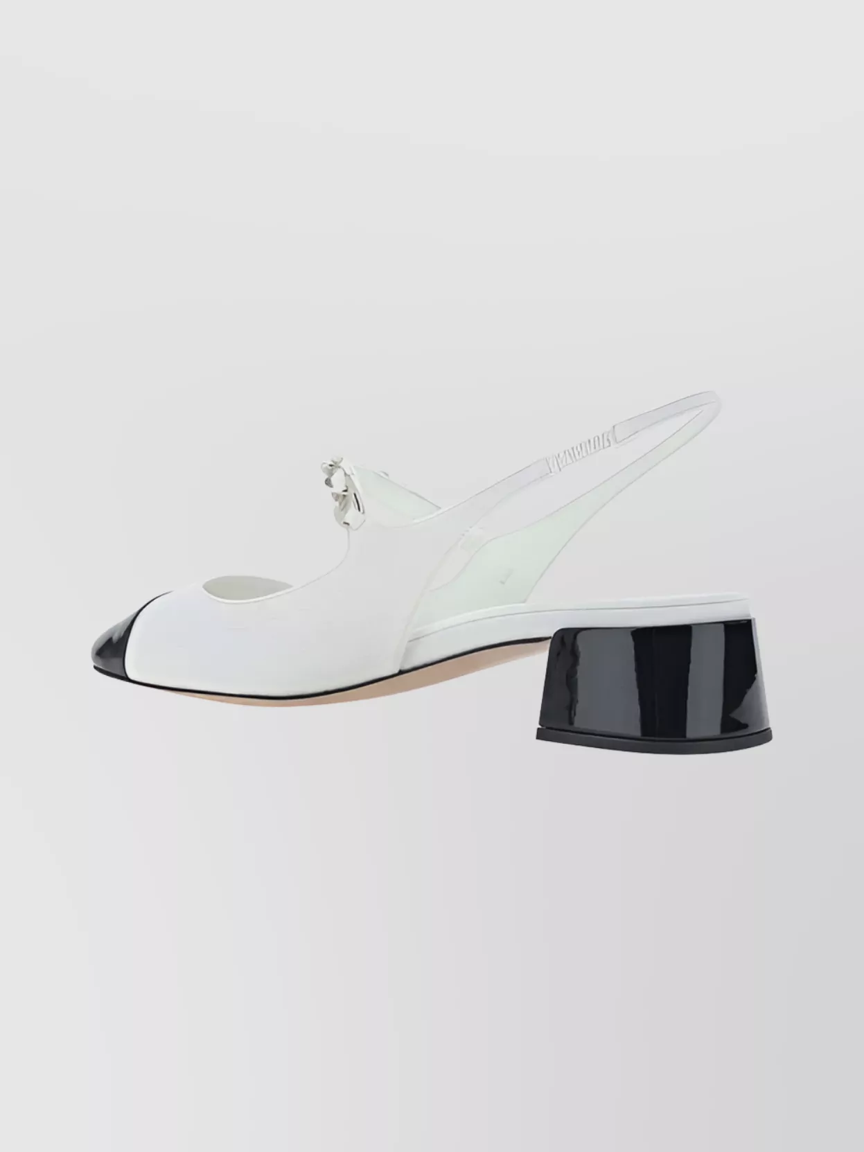 Miu Miu Almond Toe Slingback Pumps With Chain Detail In White