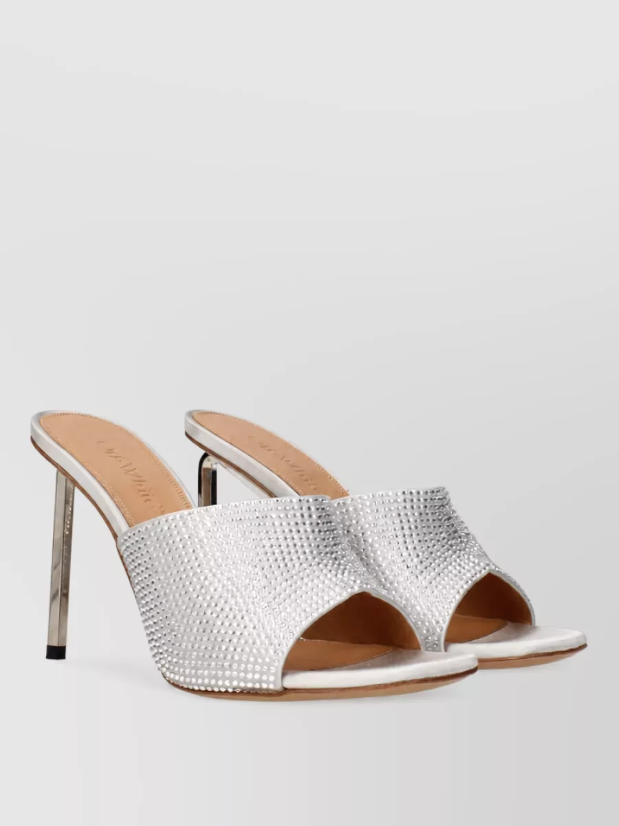 Off-White Satin Stiletto Heel Mules