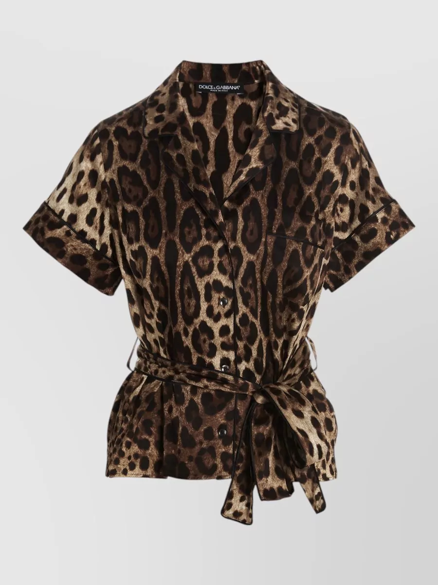 Dolce&Gabbana Silk leopard print short sleeve shirt