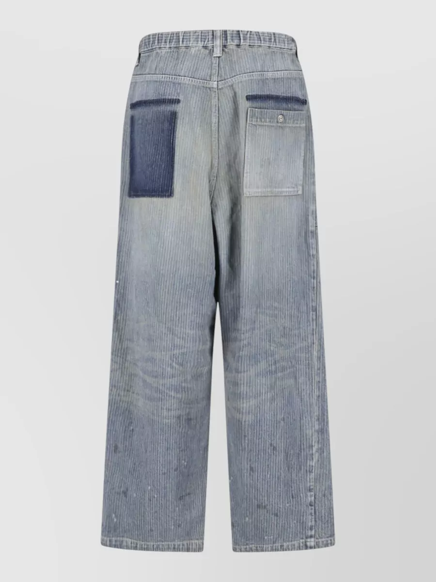 Maison Mihara Yasuhiro Striped Jacquard Denim Wide Tapered-Leg Jeans