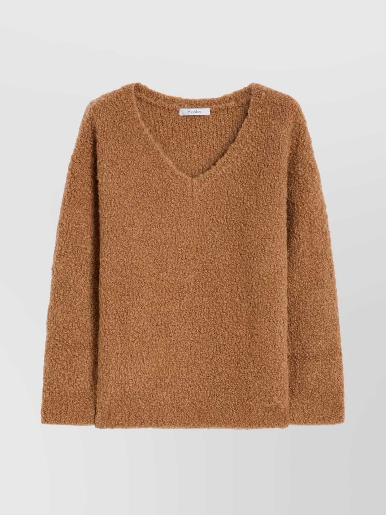Max Mara Long Sleeve Knitwear V-neckline In Brown