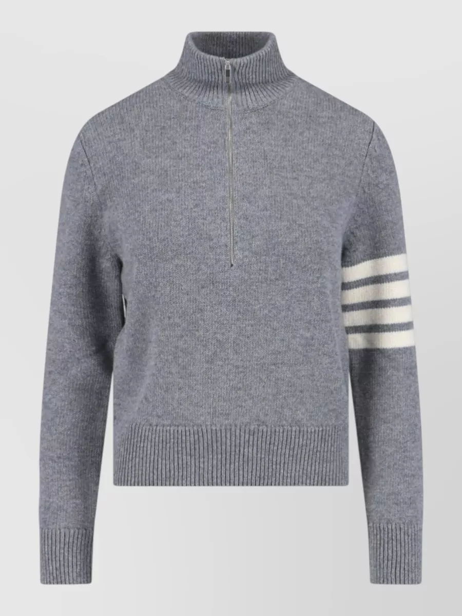 Thom Browne Virgin wool ribbed zip sweater