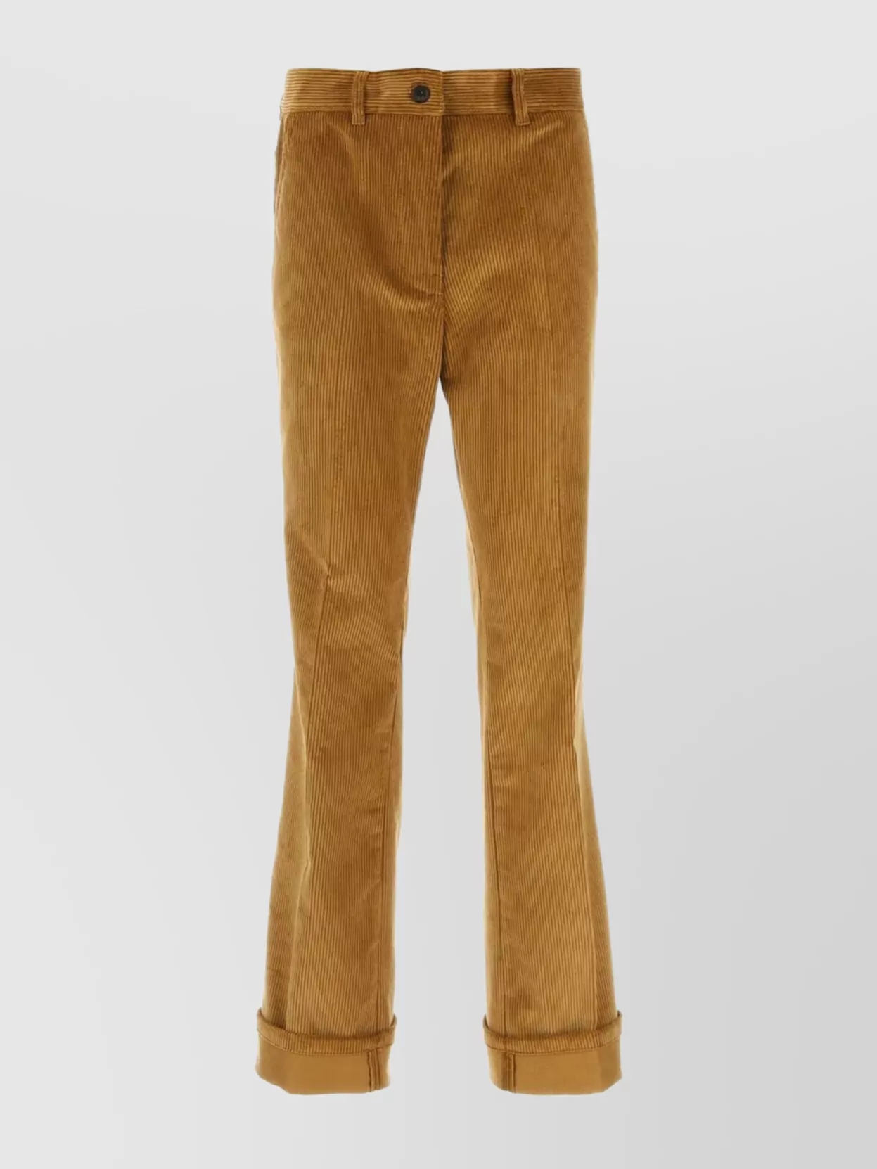 Shop Miu Miu Corduroy Trousers With Waist Belt Loops In Brown