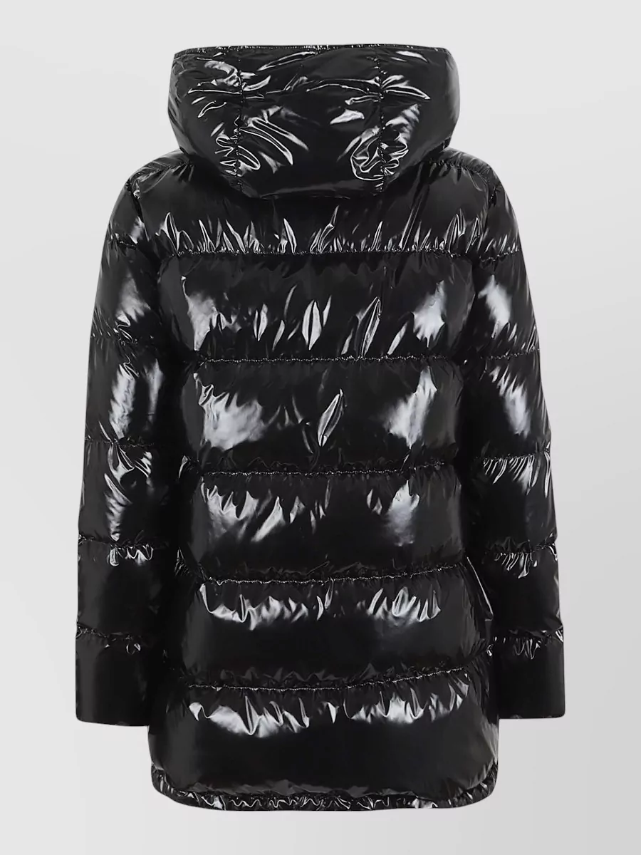 Herno Hooded Long Jacket Quilted Shiny Finish