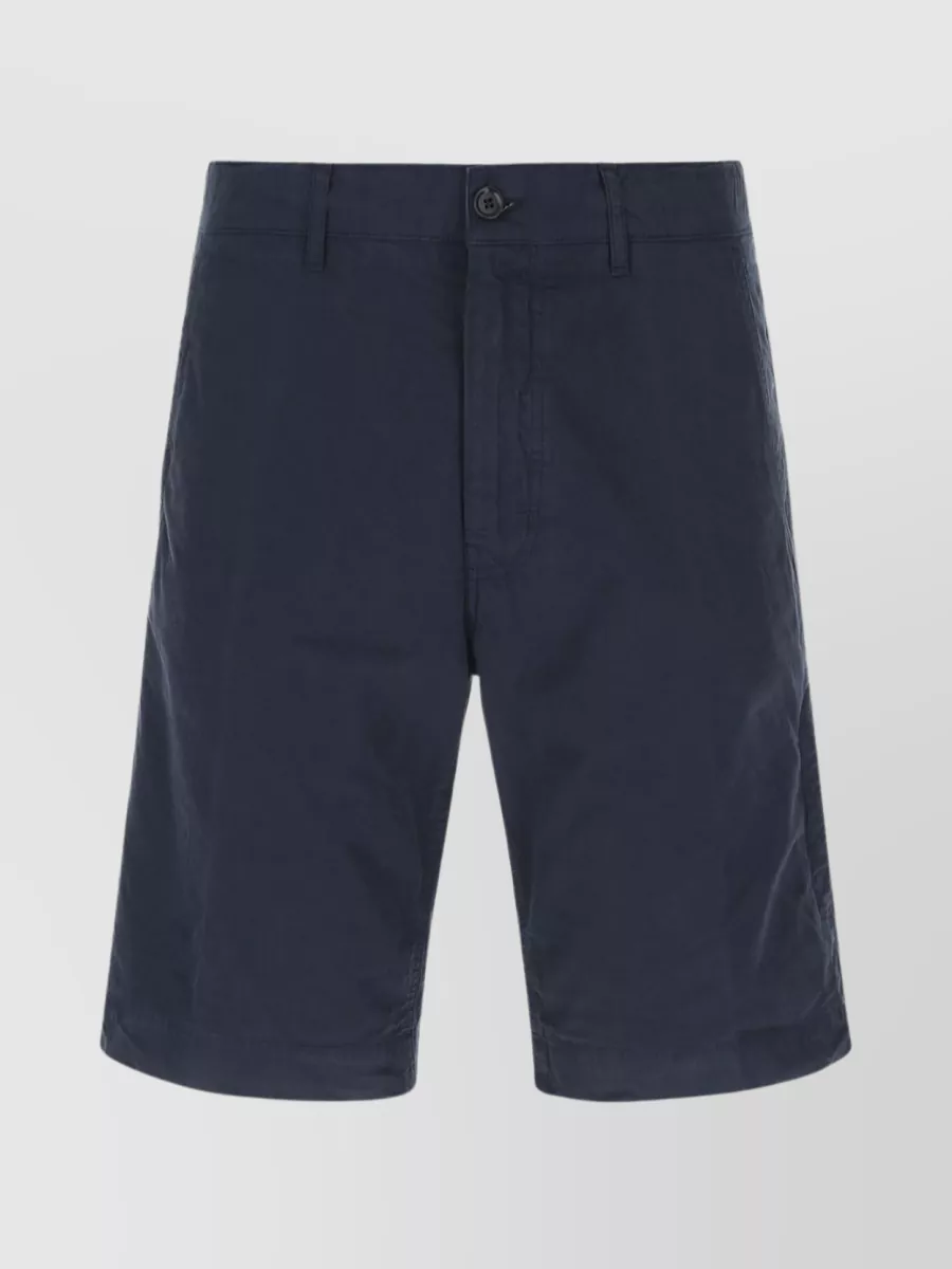 Shop Aspesi Cotton Bermuda Shorts With Waist Belt Loops In Blue