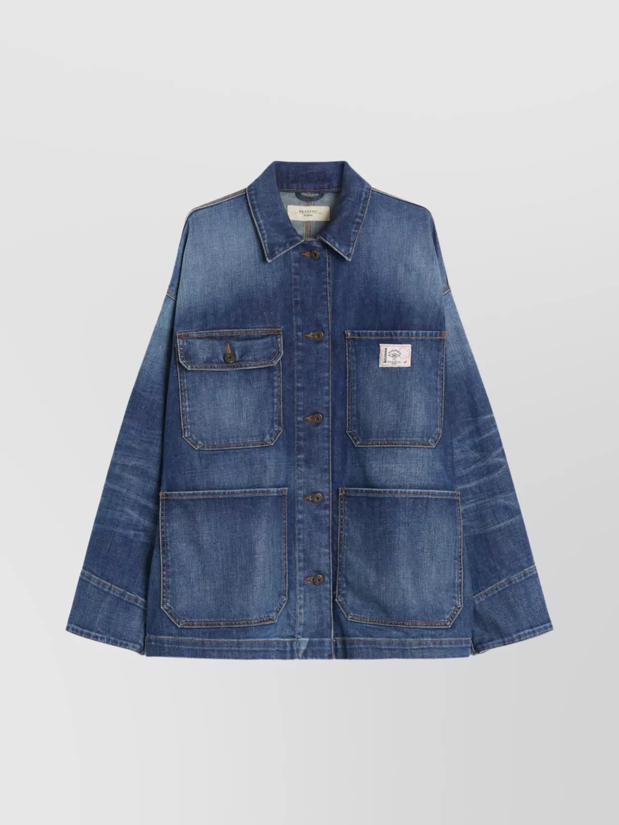 Weekend Max Mara Aligi Workwear Denim Jacket With Four Pockets In Blue