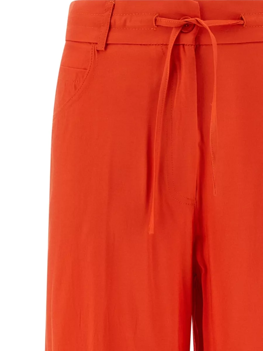 Nude Viscose Wide-Leg Trousers