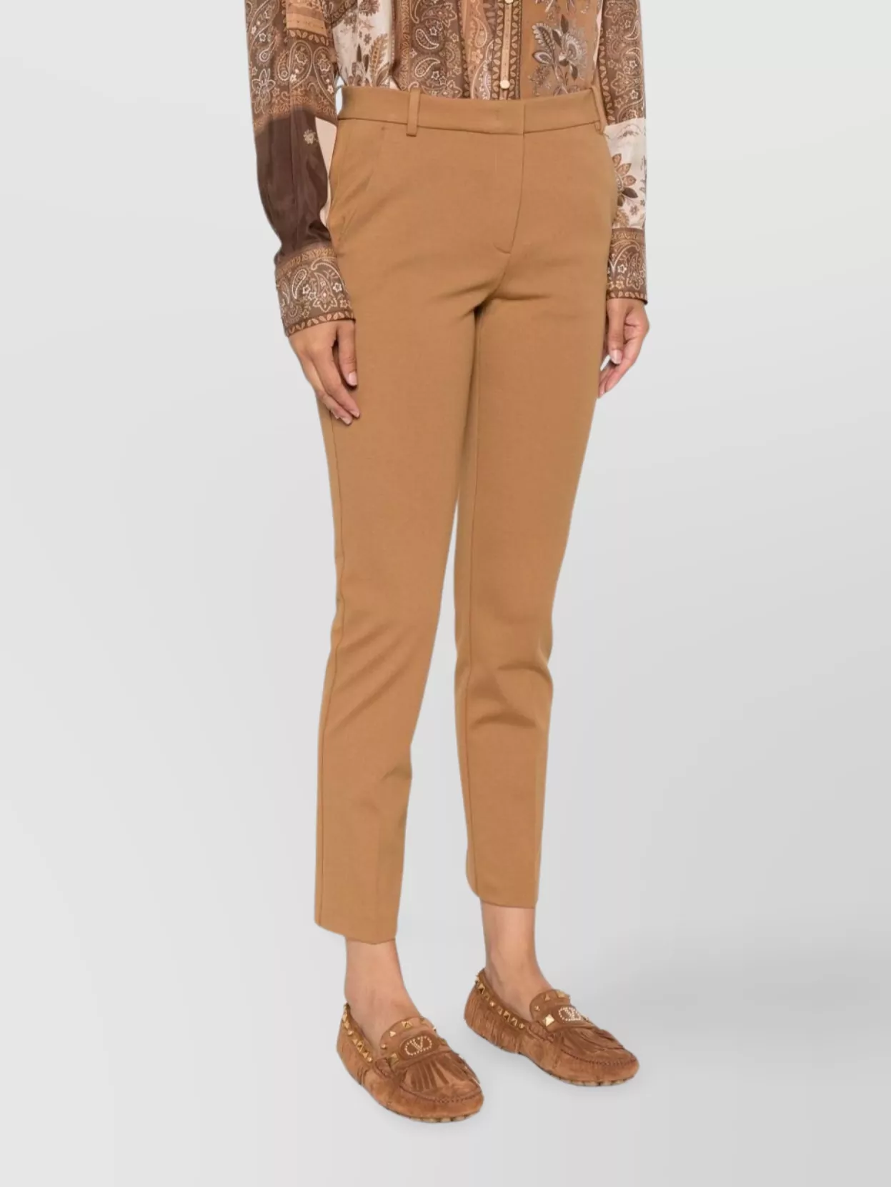 Pinko Straight Trousers With Belt Loops And Pockets In Brown