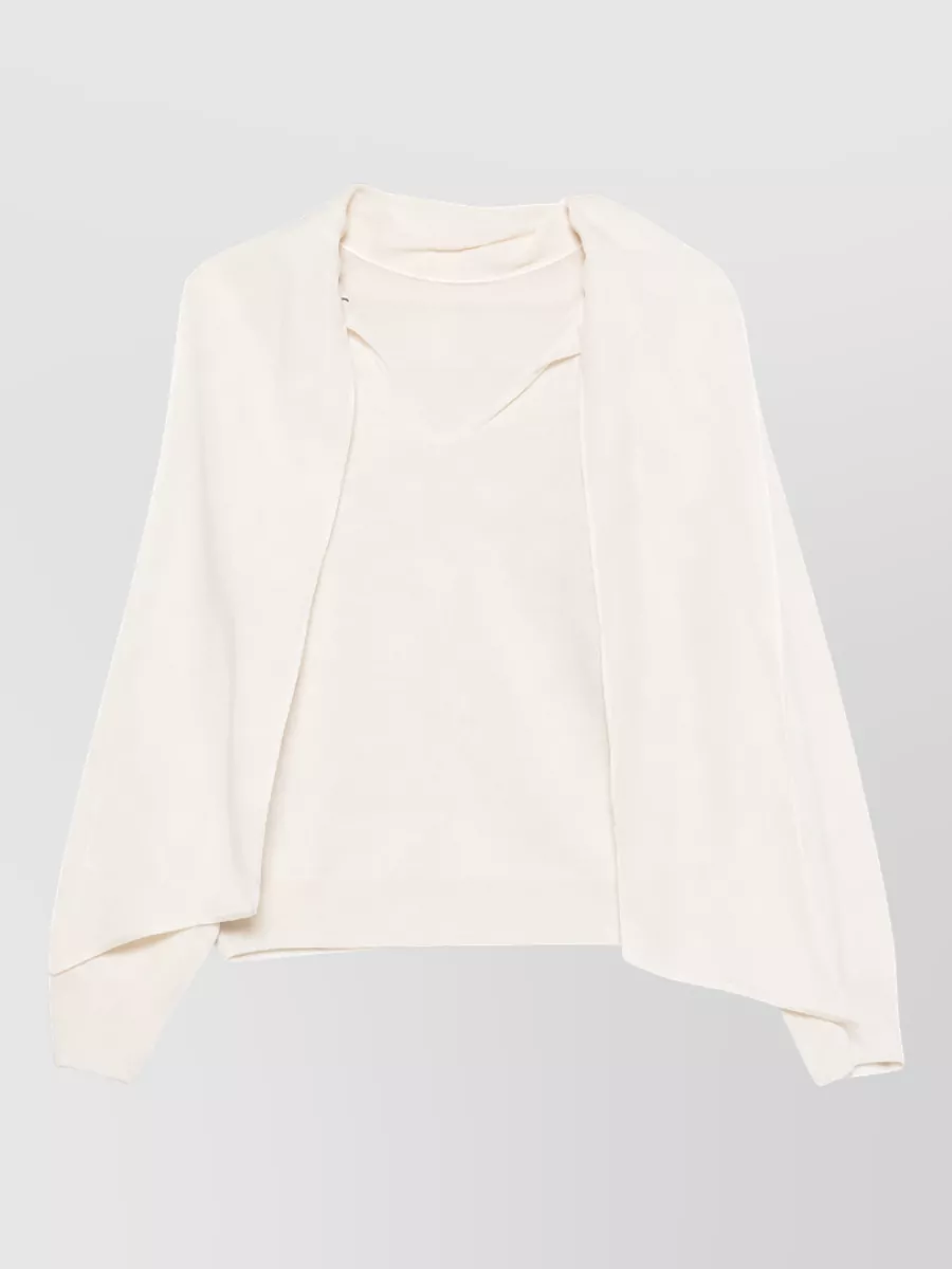 Semicouture virgin wool v-neck draped long-sleeve sweater