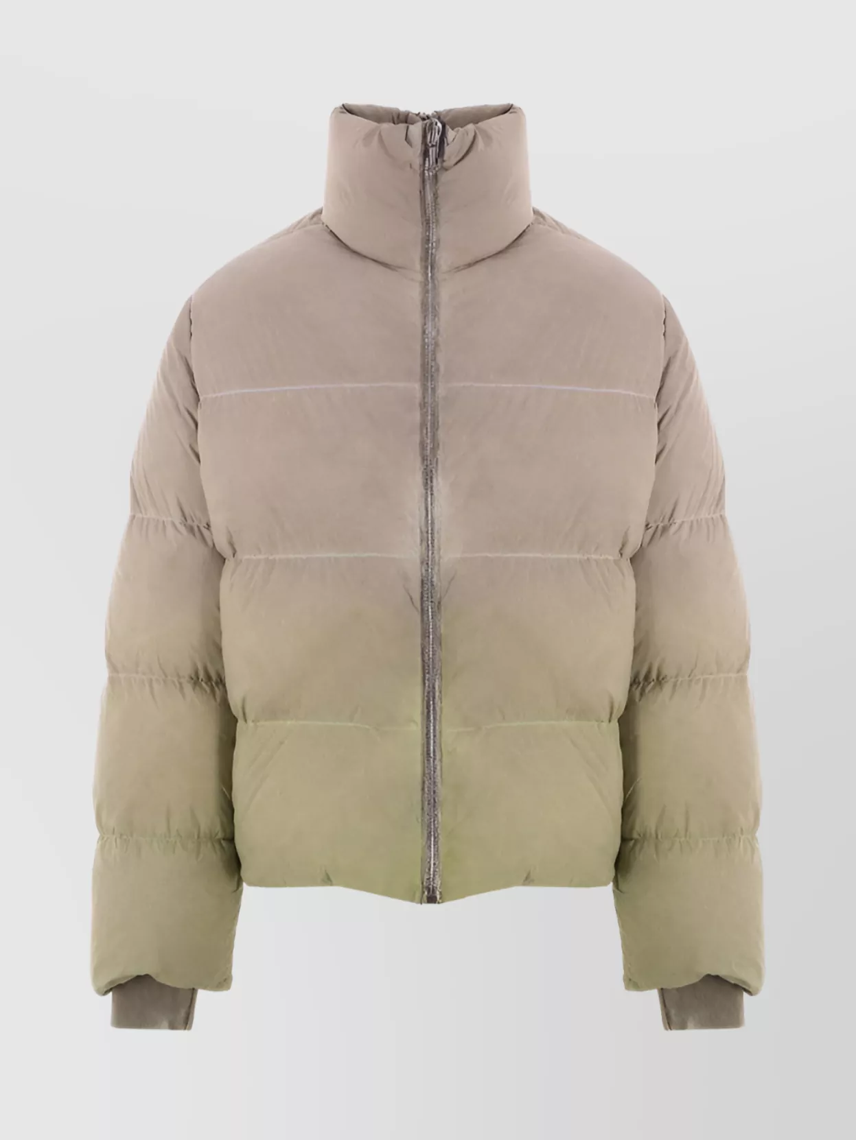 Shop Moncler Quilted High Collar Jacket With Color Block Design In Brown