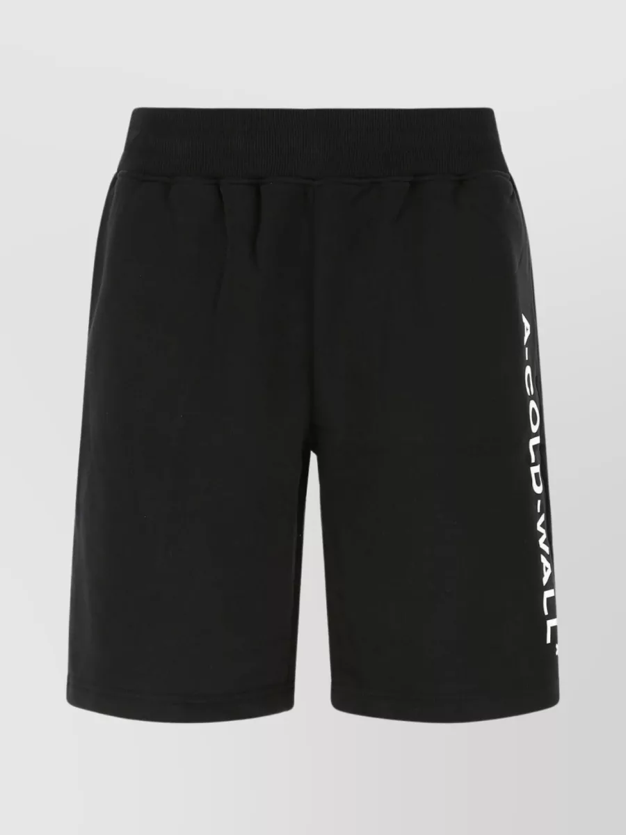 Shop A-cold-wall* Elastic Waistband Cotton Bermuda Shorts In Black