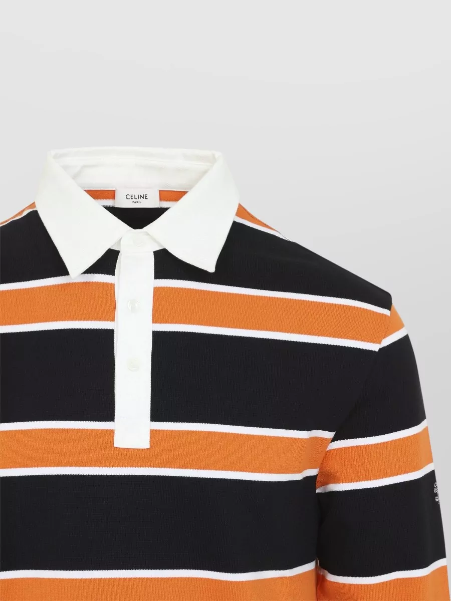 Celine Striped Cotton Polo Shirt