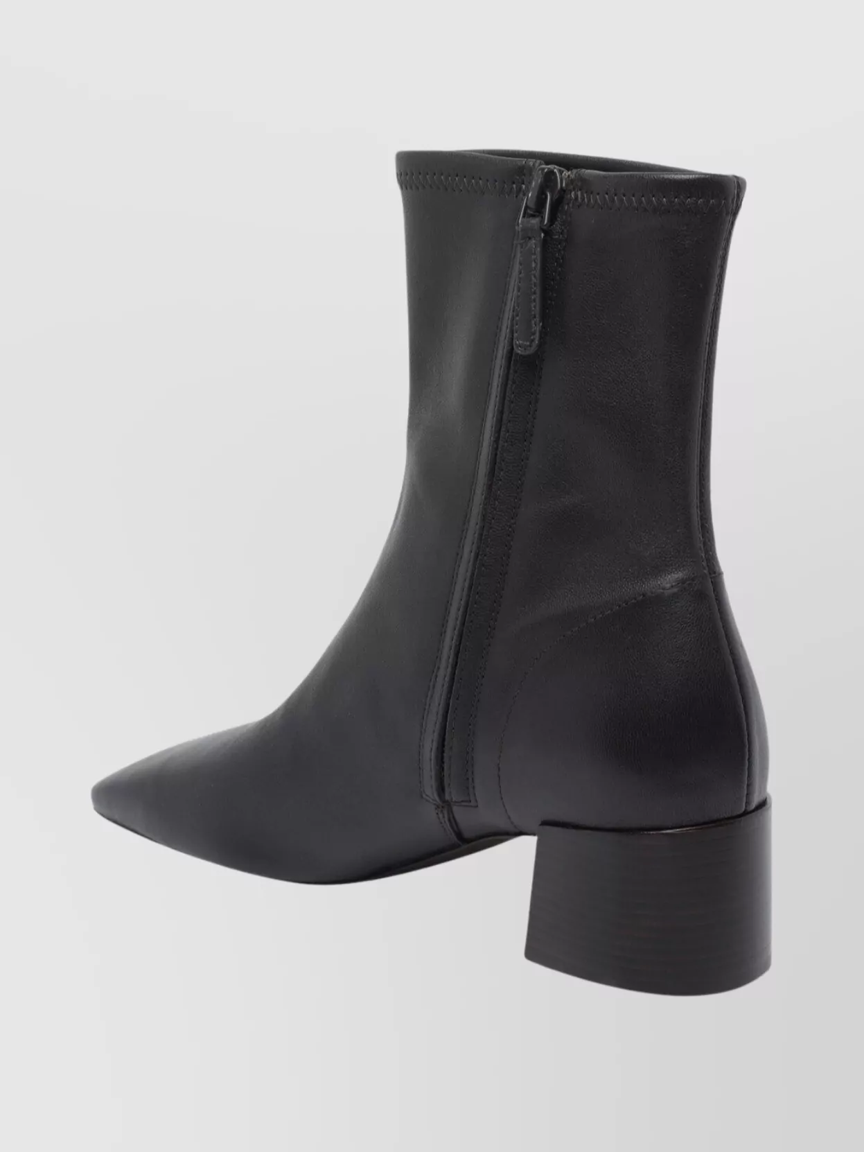 Tory Burch Pointed Toe Leather Ankle Boots With Block Heel
